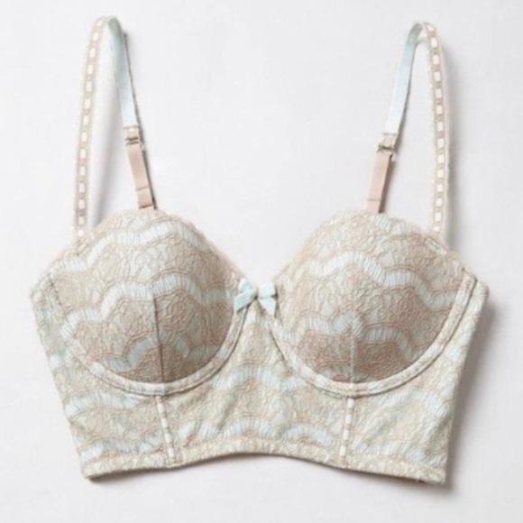 { Anthropologie } Eloise Minted Lace Long-line Bra 32b - Picture 3 of 9